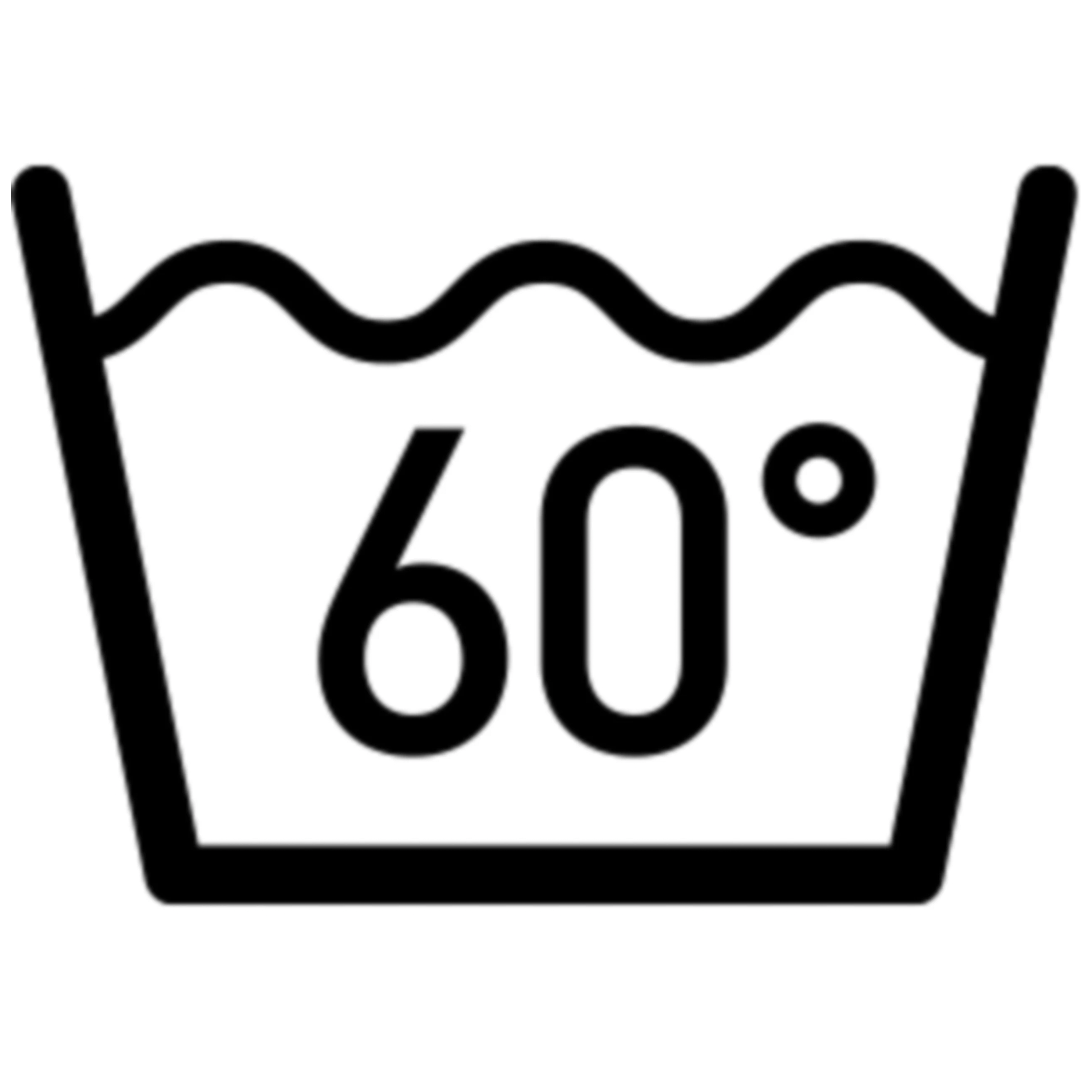 Waschsymbol Piktogramm bis 60 Grad Celsius für maschinenwaschbare Textilien & Mikrofaser.