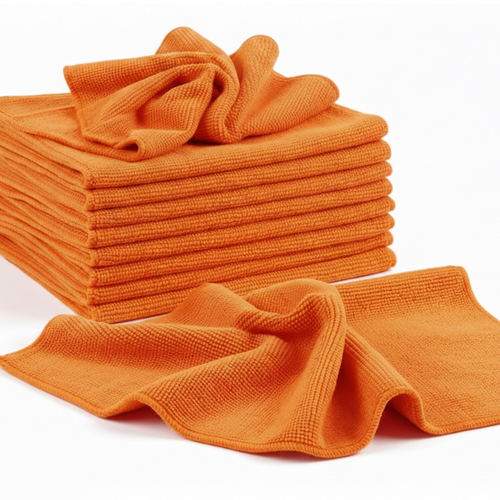 PROFI-Microfasertuch Set Orange 40x40cm: Hochleistungstücher (300 g/m²) für Haushalt & Gewerbe. Saugstarkes Putztuch mit Overlock-Naht, waschbar bis 95 Grad, Trockner geeignet für Gastgewerbe, Werkstatt, Auto.