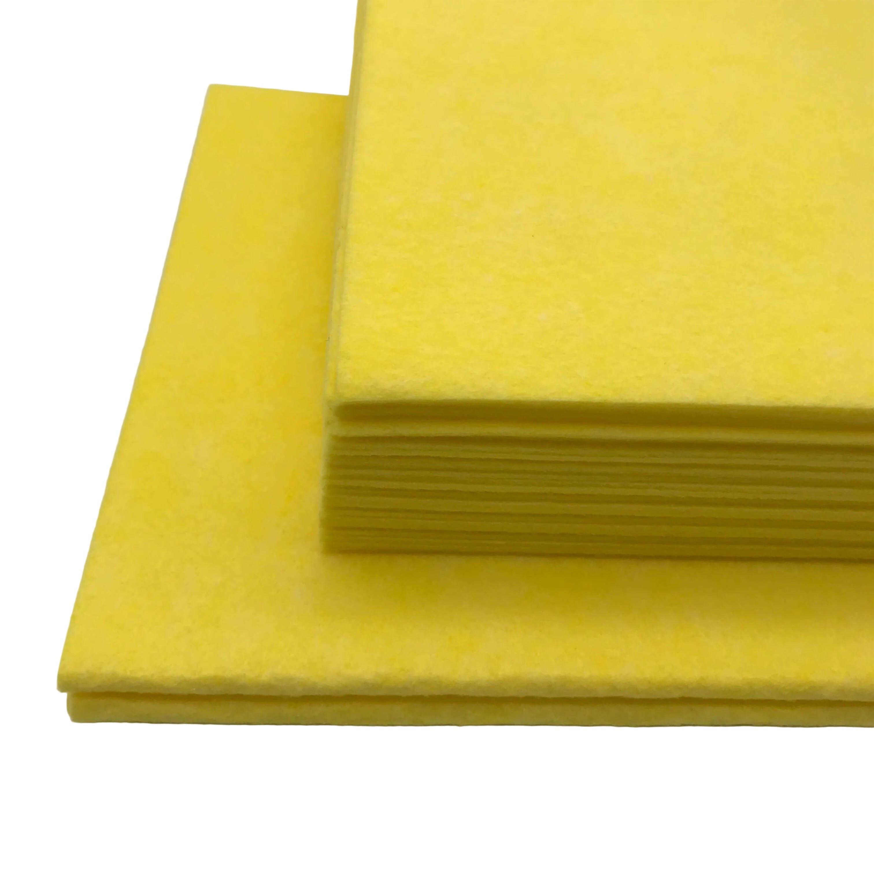 Gewerbe-Vliestuch Gelb: Detailansicht der extrem saugstarken Viskose-Struktur für Profi-Reinigung.
