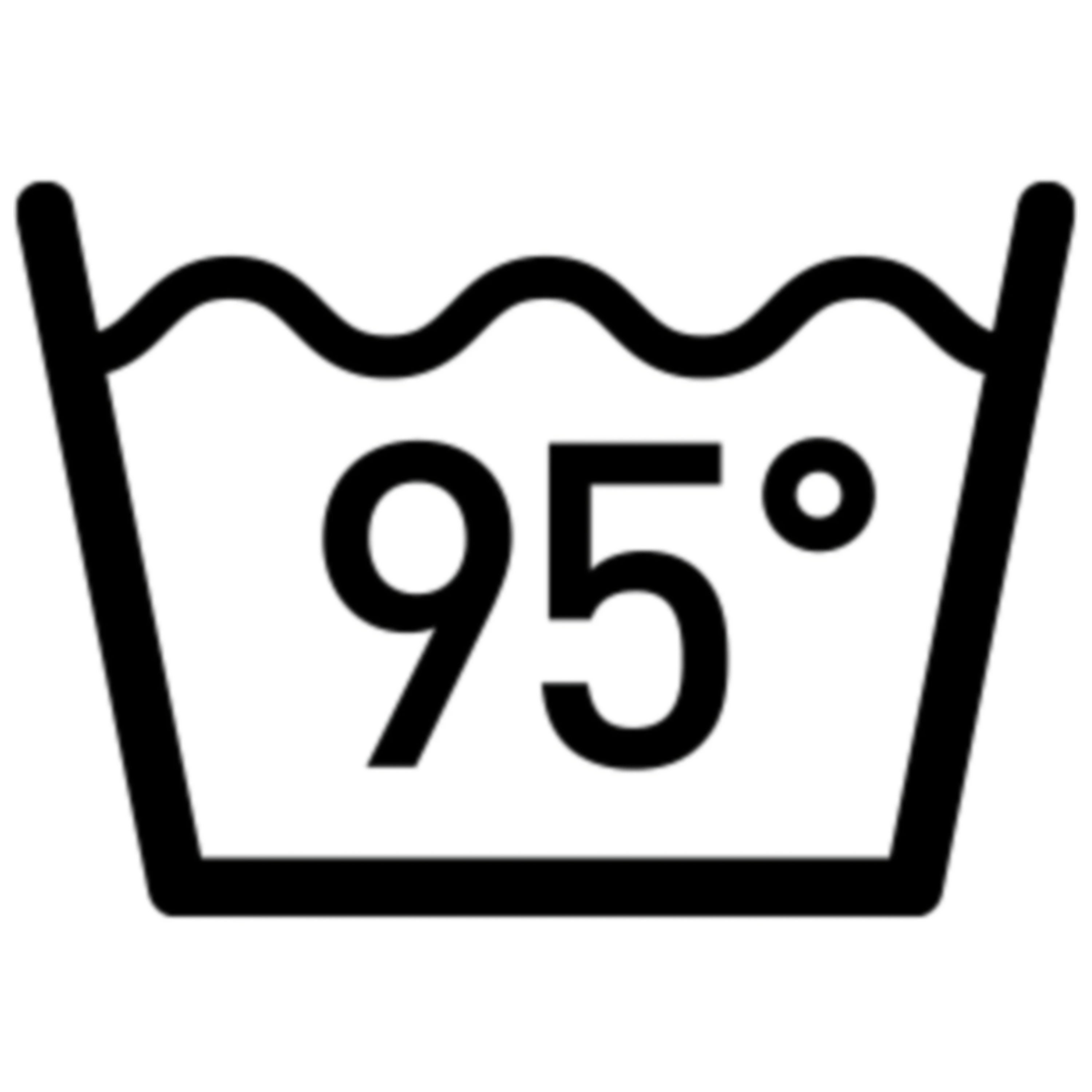 Piktogramm für Kochwäsche: Waschsymbol bis 95 Grad Celsius für kochfeste Textilien.