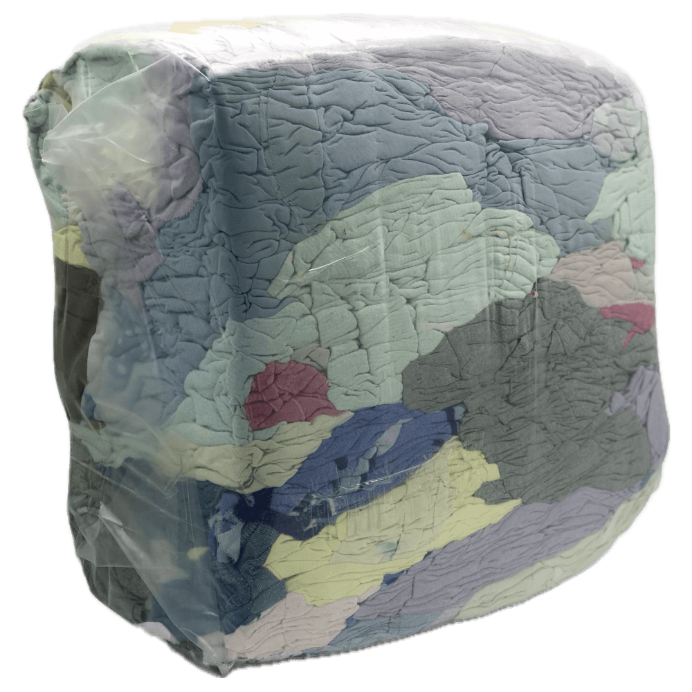 Industrieputzlappen aus bunter Flanell-Bettwäsche, 10 kg Ballen – nachhaltige Recycling-Ware für Profis.