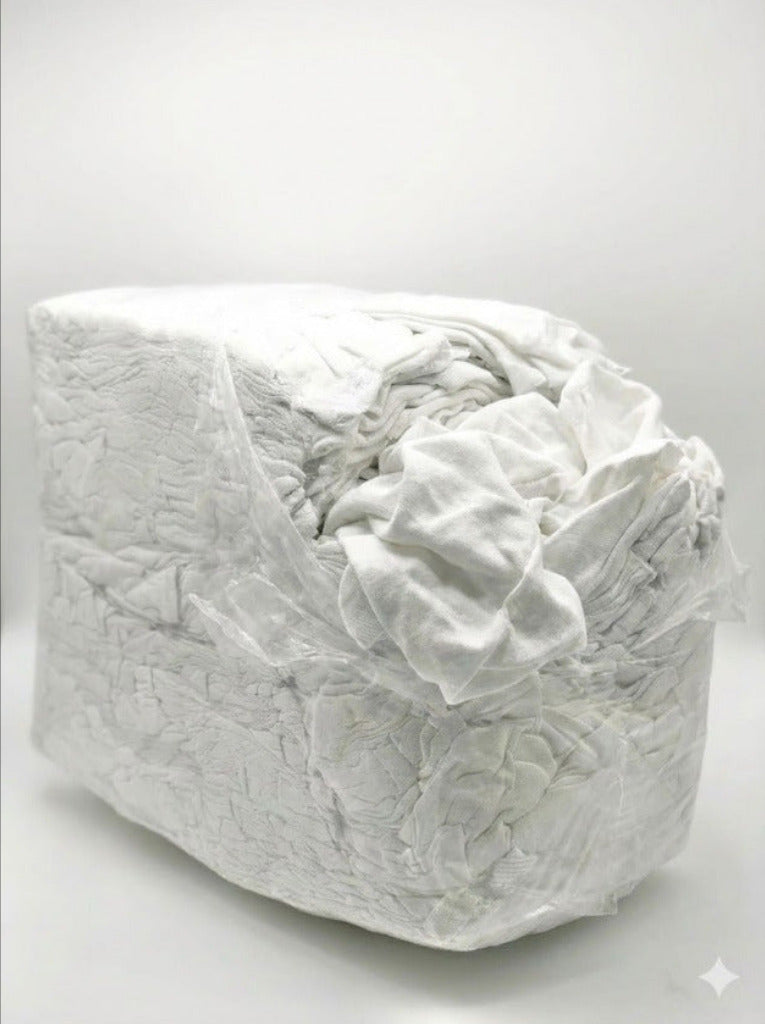 Industrieputzlappen Flanell weiss im komprimierten 10 kg Würfel