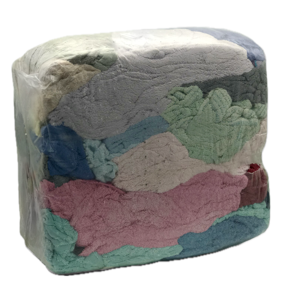Industrieputzlappen aus bunter Flanell-Bettwäsche, 10 kg Ballen – nachhaltige Recycling-Ware für Profis.