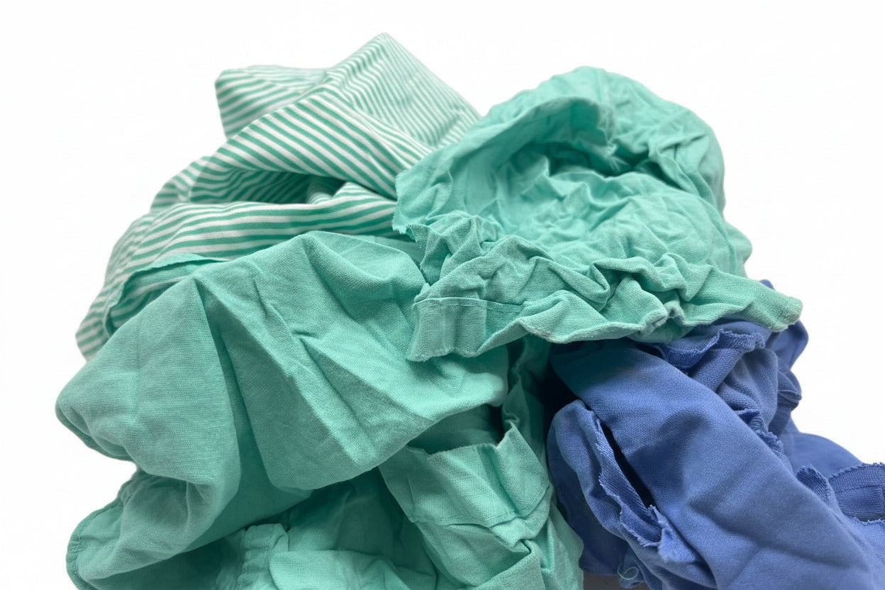 Kattun-Putzlappen Grün: Robuste Baumwollqualität, nahaufnahme der reißfesten Industriewaren-Struktur.