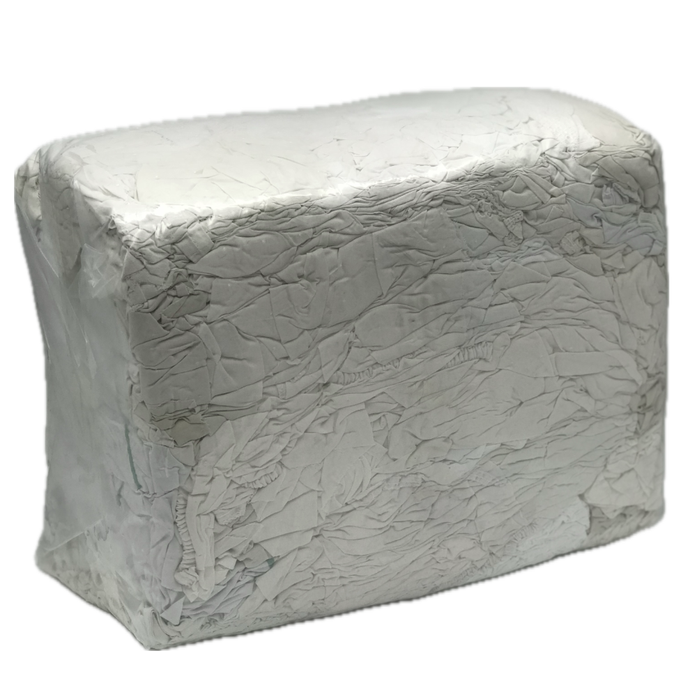 Weiße Kattun-Industrieputzlappen, 10 kg Ballen – Lösungsmittelbeständig nach DIN 61650 für Industrie-Großhandel.