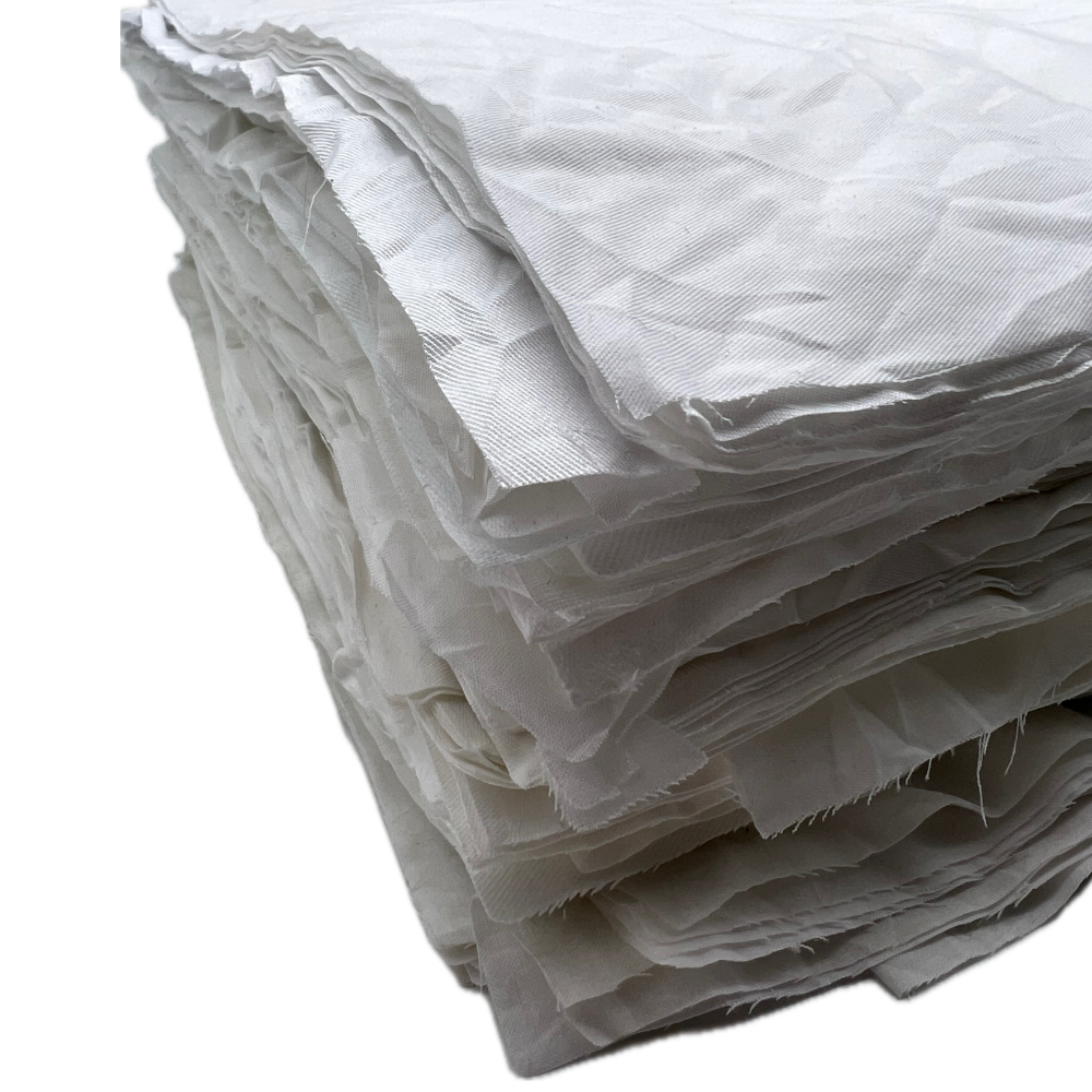 Industrieputzlappen Kattun weiss formatiert, 40 x40 cm, Lösungsmittelbeständig nach Din 61650.