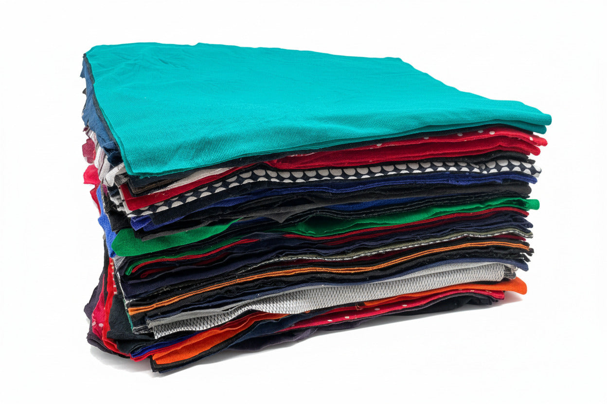 Sortierte Trikot-Putzlappen: Farbmix aus hochwertigen Trikot-Stoffen (40 x 40 cm) für den gewerblichen Einsatz.