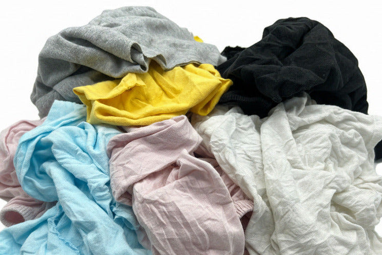Trikot-Putzlappen Pastell: Mix aus hellen Premium-Trikotstoffen im 10 kg Presswürfel für Industrie und Gewerbe.