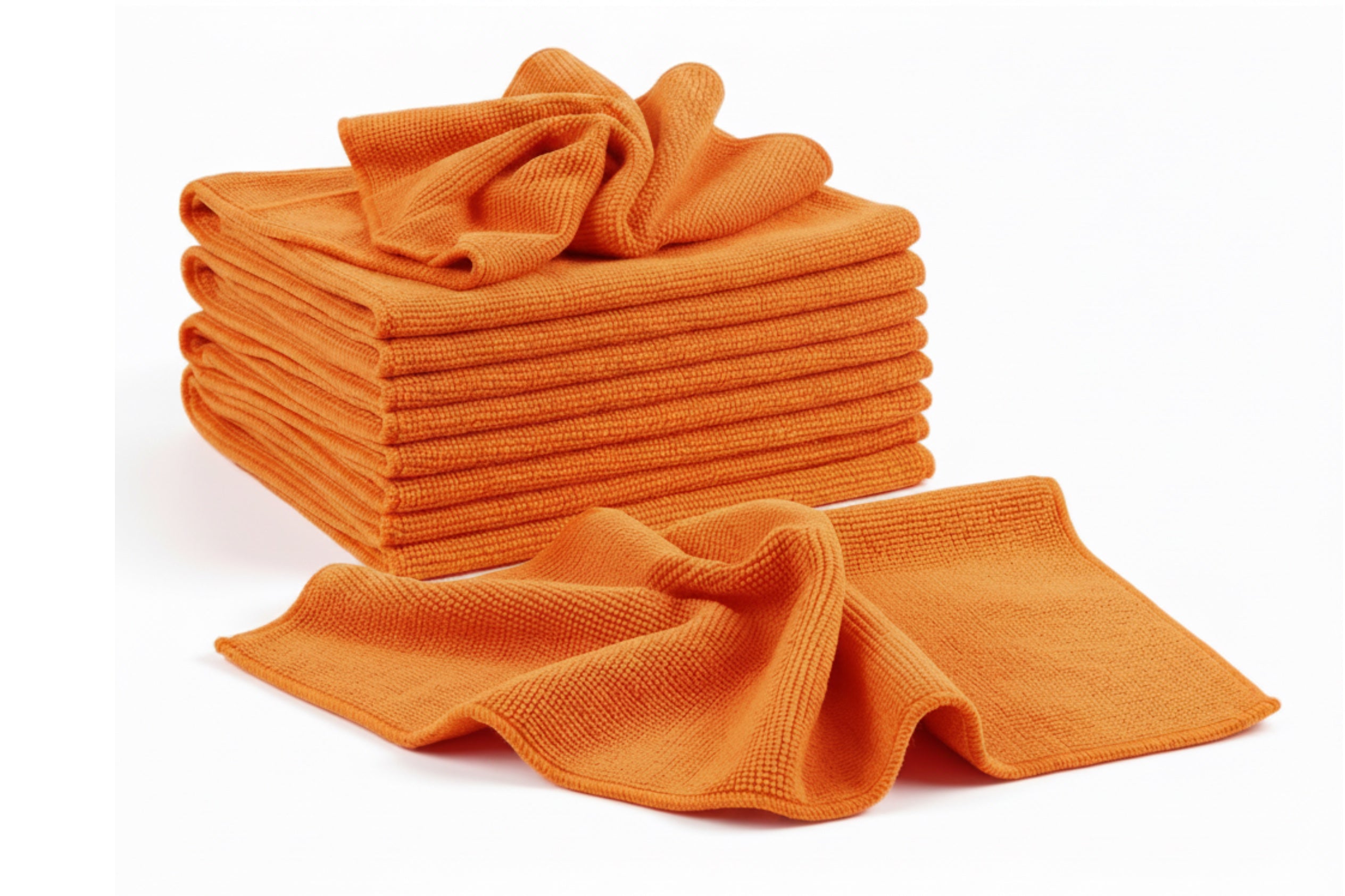 PROFI-Microfasertuch Set Orange 40x40cm: Hochleistungstücher (300 g/m²) für Haushalt & Gewerbe. Saugstarkes Putztuch mit Overlock-Naht, waschbar bis 95 Grad, Trockner geeignet für Gastgewerbe, Werkstatt, Auto.